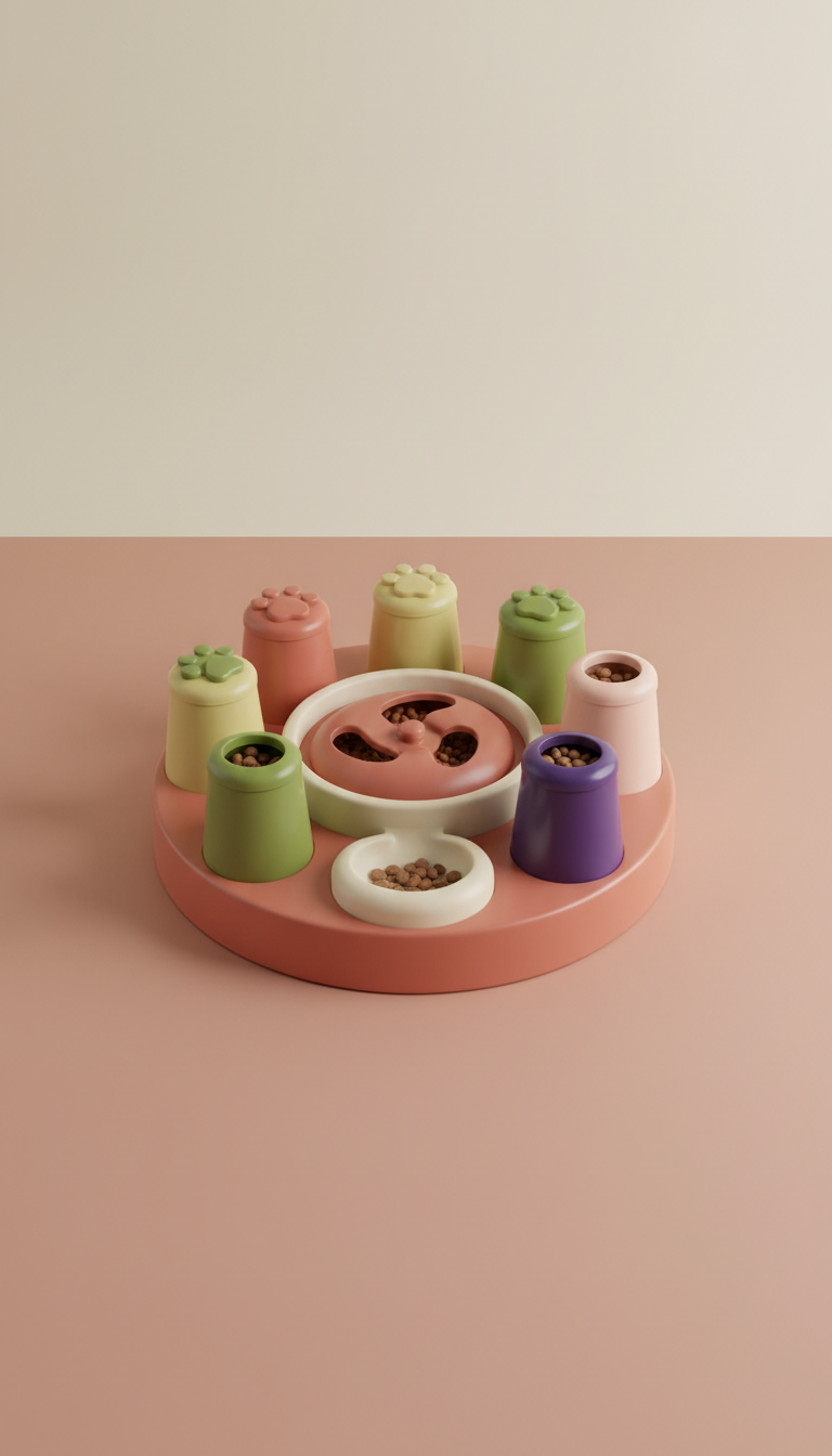 Cat Puzzle Feeder with Treat Compartments